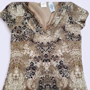 Emma James Brown and Cream Patterned Blouse